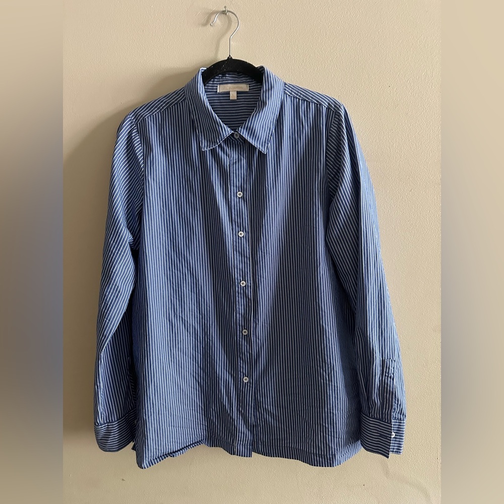 G Collection Classic Blue Striped Women’s Shirt Size L